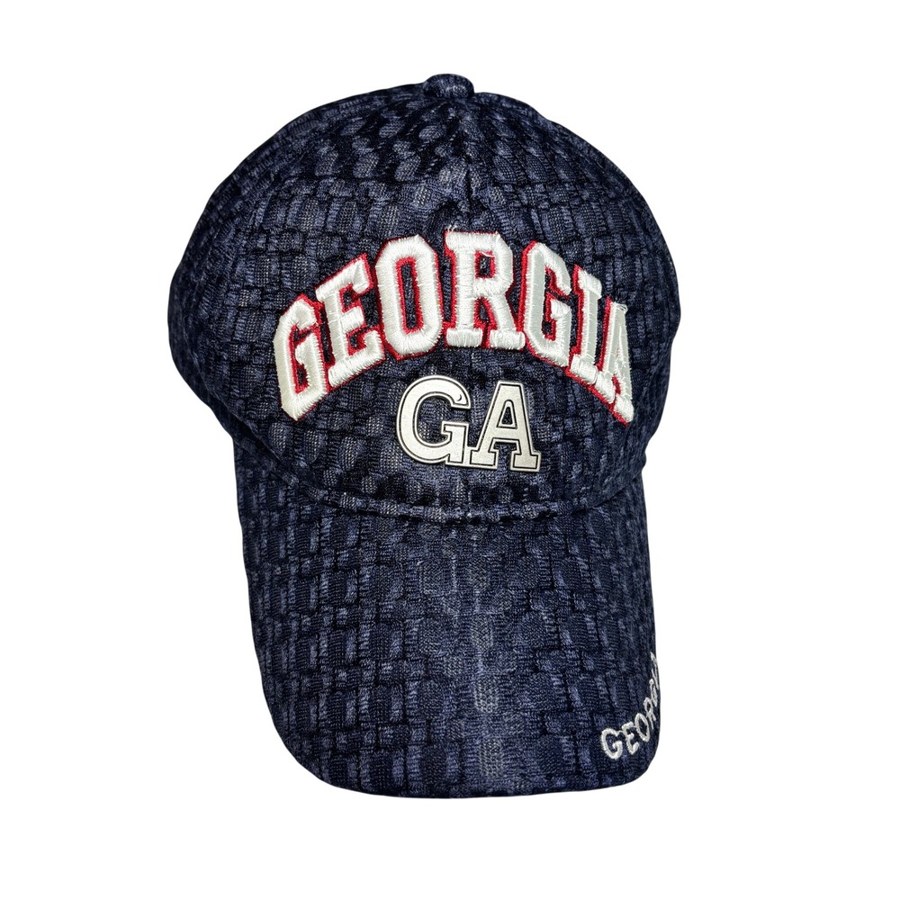 Georgia Bulldogs‎ NCAA Baseball Cap Navy Blue Textured Hat GA Metal Emblem UGA